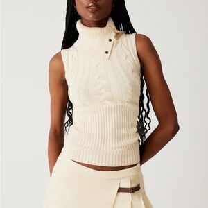 Frankie's Bikinis Axel Cable Cloud Knit Sleeveless Sweater